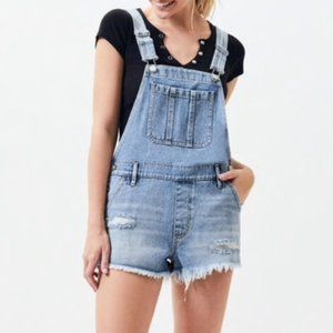 PacSun Womens Size Medium Raw Distressed Overall Shorts